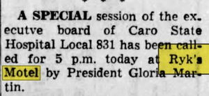 Caro Motel (Park Drive Inn) - Jan 18 1965 Article